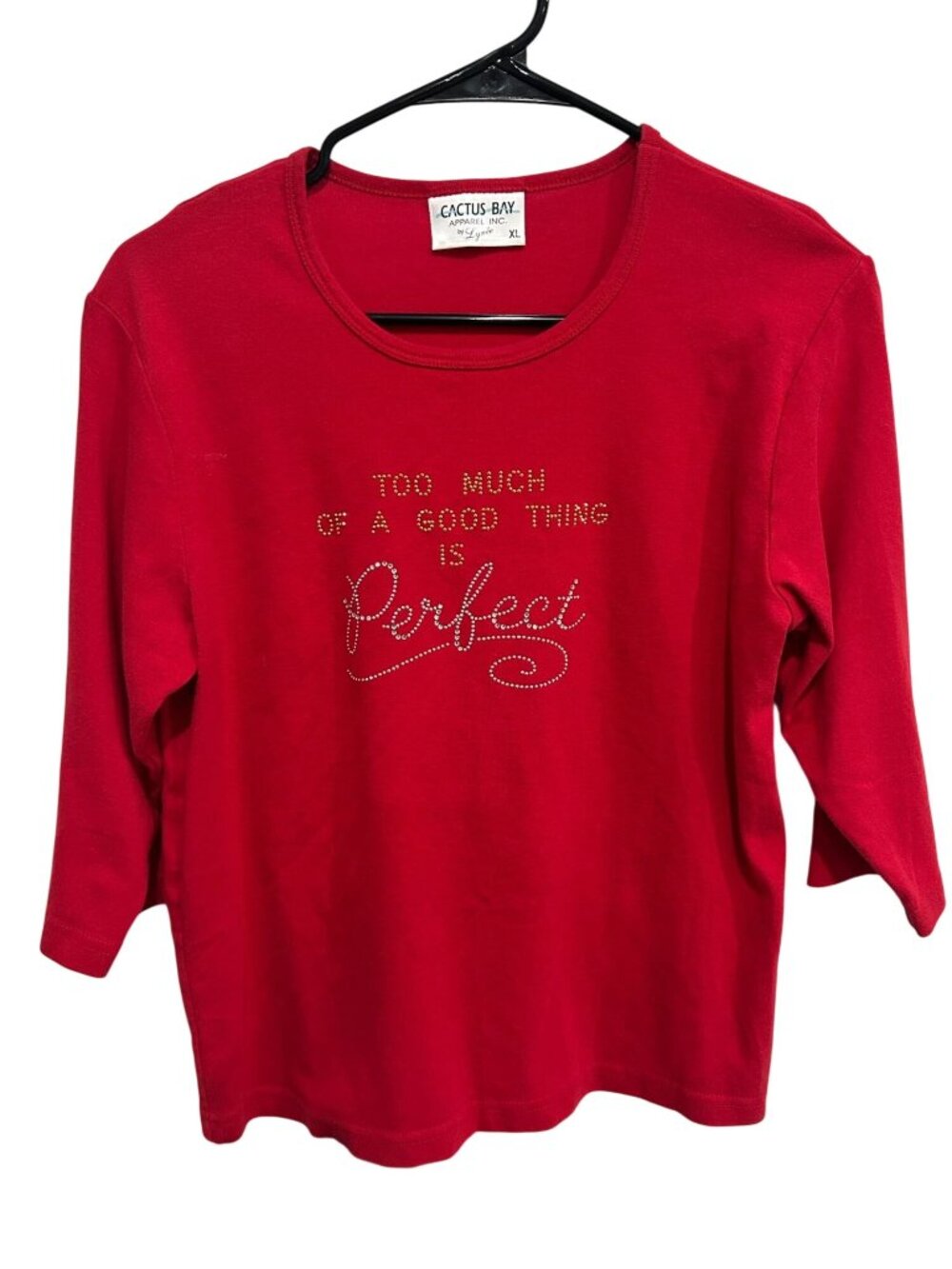 Cactus Bay XL Red Cotton 3/4 Sleeve Top Too Much Good Thing Boho Maximalist